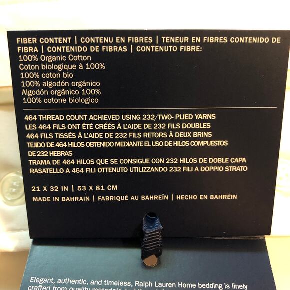 Ralph Lauren Palmer Organic Cotton Percale 2 Standard Pillowcases Sand Dune New - Picture 7 of 9